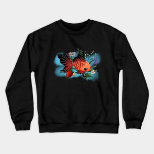 Goldfish and Flower Crewneck Sweatshirt